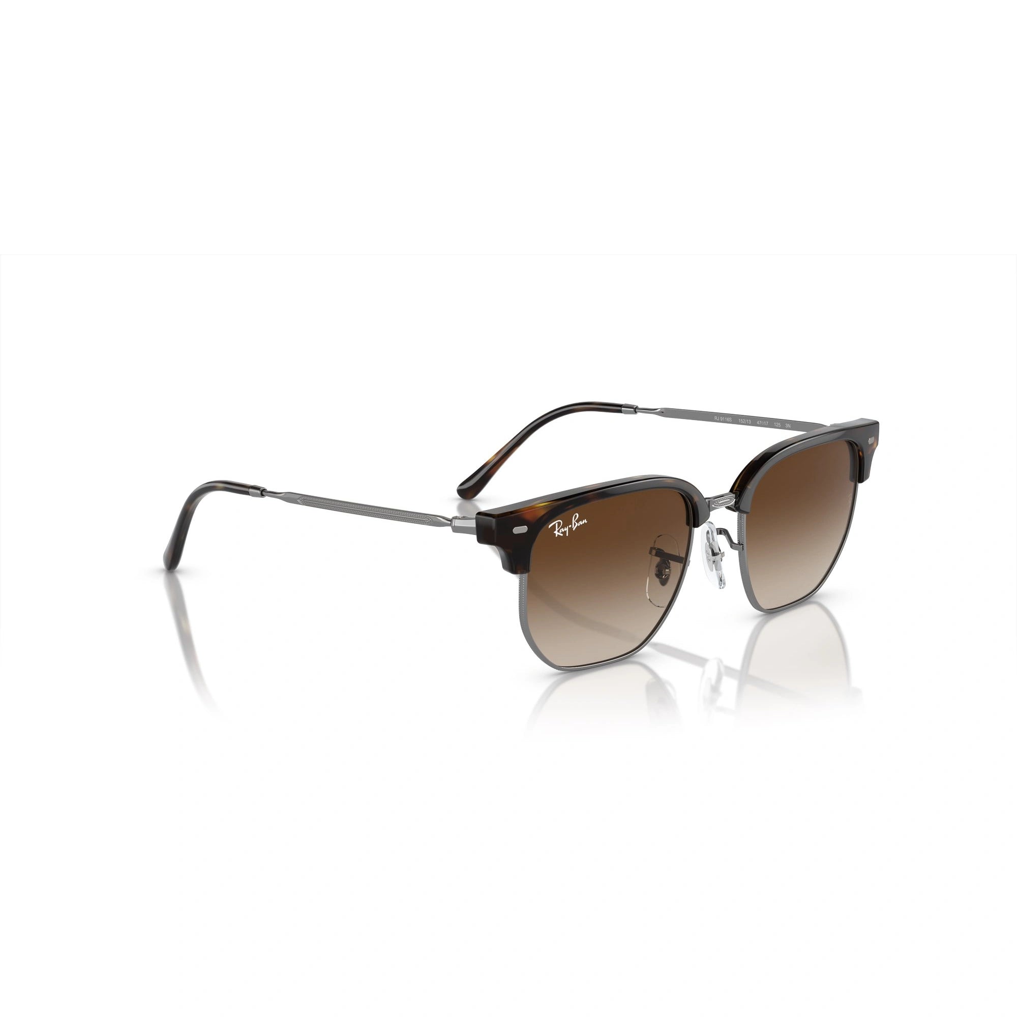 RAY-BAN JUNIOR RJ 9116S JUNIOR NEW CLUBMASTER 152/13 AVANA SU CANNA DI FUCILE | OCCHIALE DA SOLE BAMBINO UNISEX | CALIBRO 47