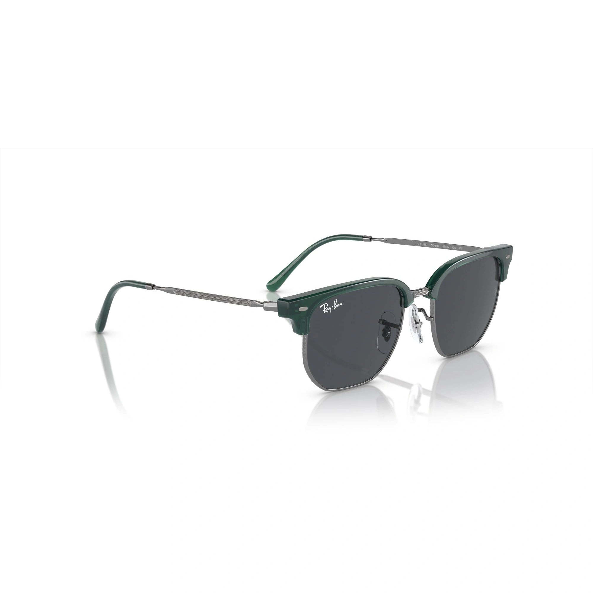 RAY-BAN JUNIOR RJ 9116S JUNIOR NEW CLUBMASTER 713087 VERDE OPALE SU CANNA DI FUCILE | OCCHIALE DA SOLE BAMBINO UNISEX | CALIBRO 47