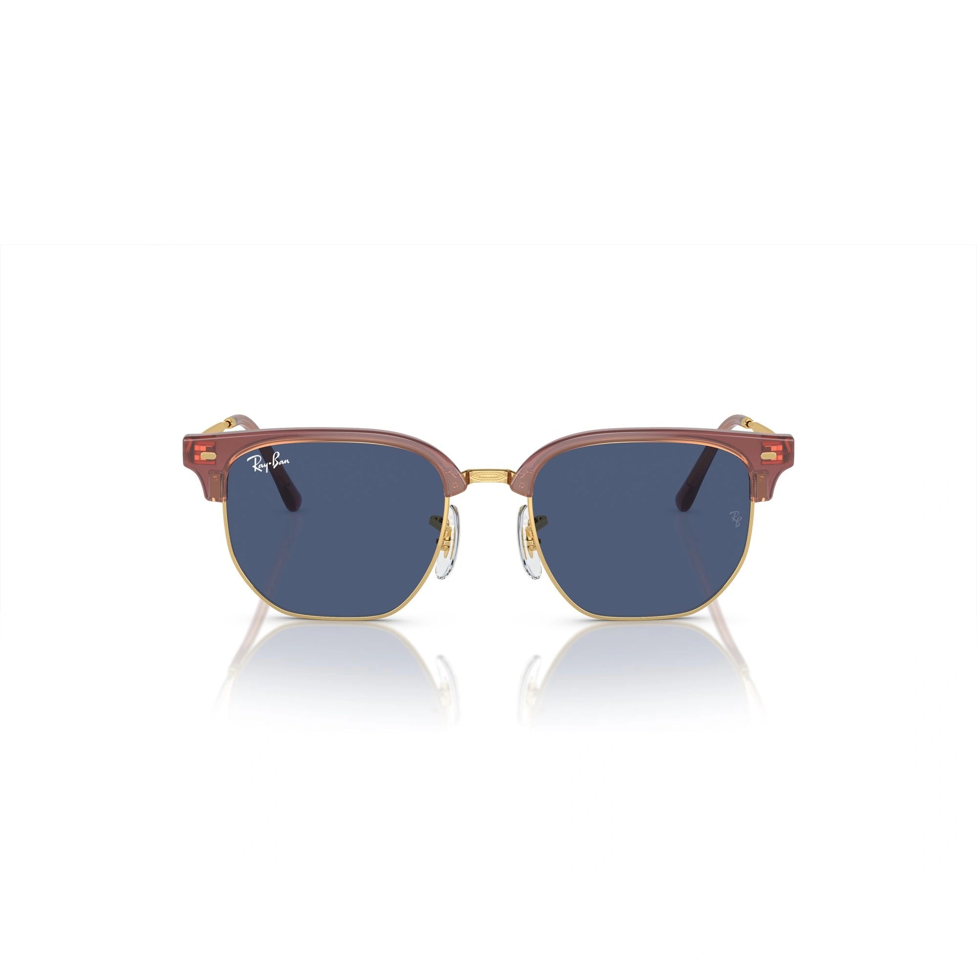 RAY-BAN JUNIOR RJ 9116S JUNIOR NEW CLUBMASTER 715680 ROSA OPALE SU ORO | OCCHIALE DA SOLE BAMBINO UNISEX | CALIBRO 47