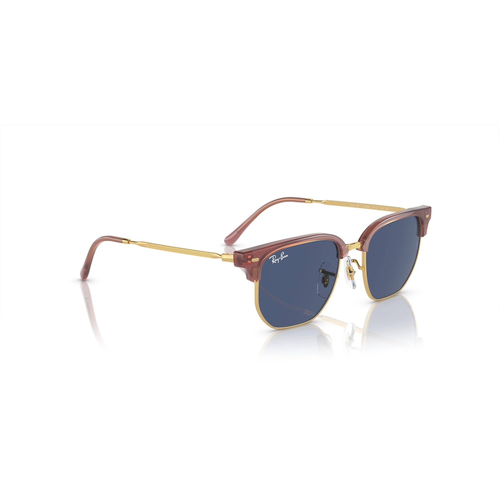 RAY-BAN JUNIOR RJ 9116S JUNIOR NEW CLUBMASTER 715680 ROSA OPALE SU ORO | OCCHIALE DA SOLE BAMBINO UNISEX | CALIBRO 47