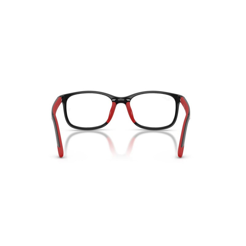OCCHIALI DA VISTA BAMBINO UNISEX | RAY-BAN JUNIOR RY 1644 - 3928 NERO SU GOMMA ROSSA - CALIBRO 48