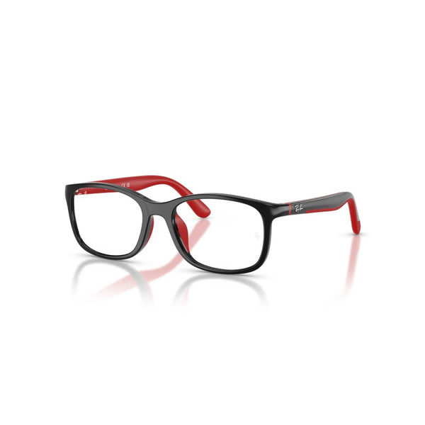 OCCHIALI DA VISTA BAMBINO UNISEX | RAY-BAN JUNIOR RY 1644 - 3928 NERO SU GOMMA ROSSA - CALIBRO 48