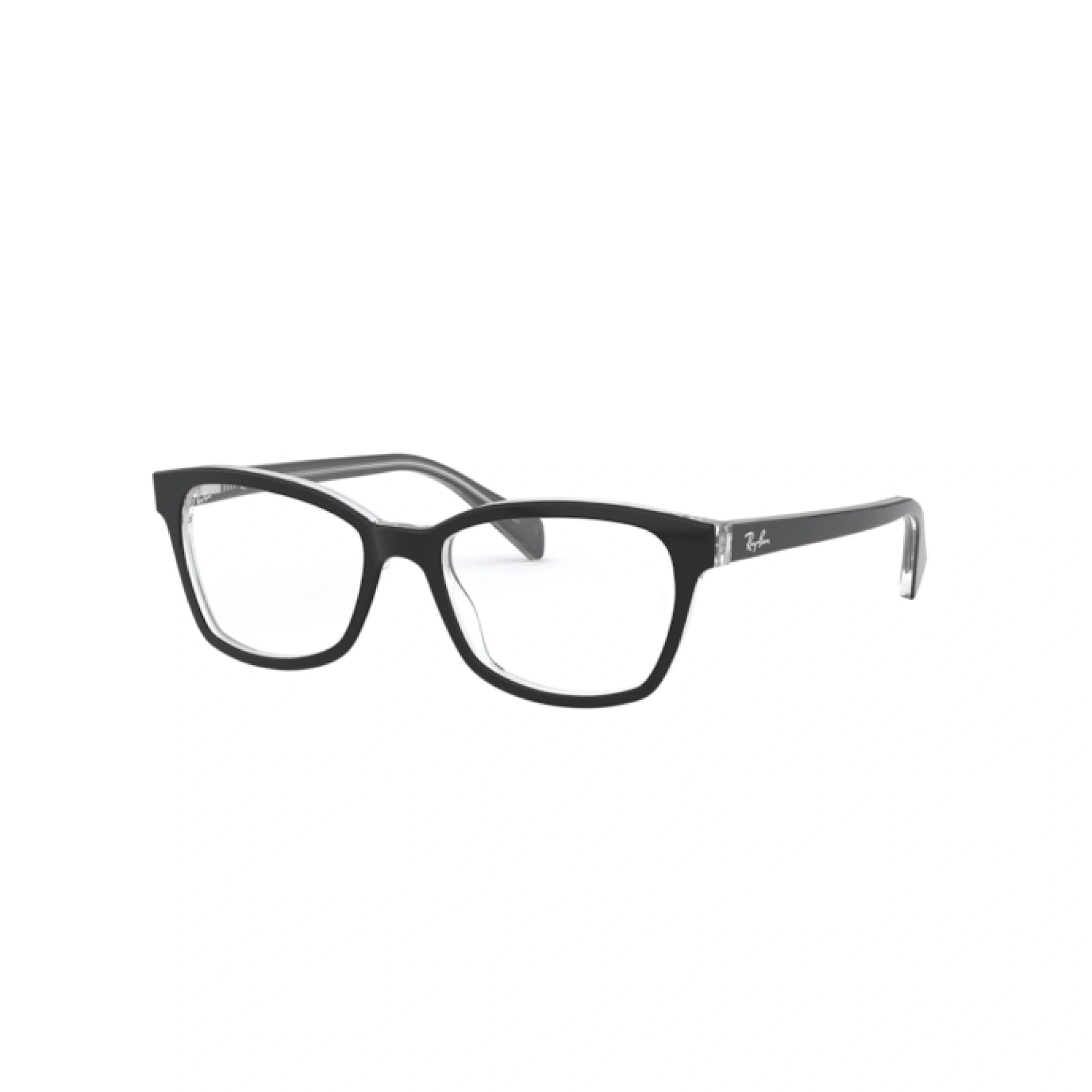 RAY-BAN JUNIOR RY 1591 - 3529 NERO SUPERIORE SU TRASPARENTE | OCCHIALE DA VISTA DONNA | CALIBRO 46