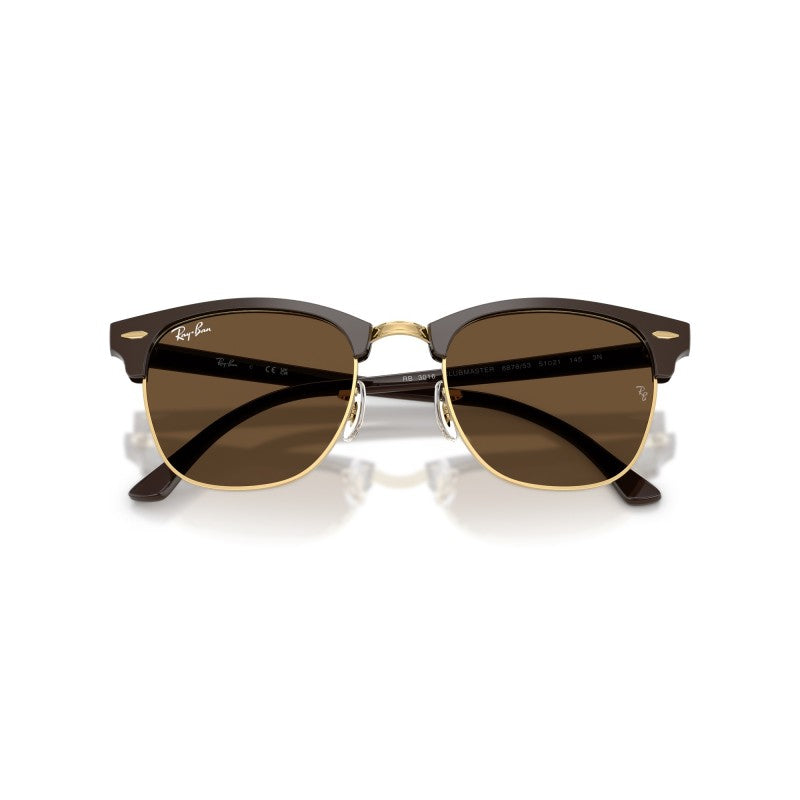 OCCHIALE DA SOLE UNISEX | RAY-BAN RB 3016 - CLUBMASTER 687853 MARRONE E ORO - CALIBRO 51