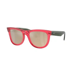 RAY-BAN RB R0502S WAYFARER REVERSE 67132O TRANSPARENT RED | UNISEX CALIBER 50 SUNGLASSES 