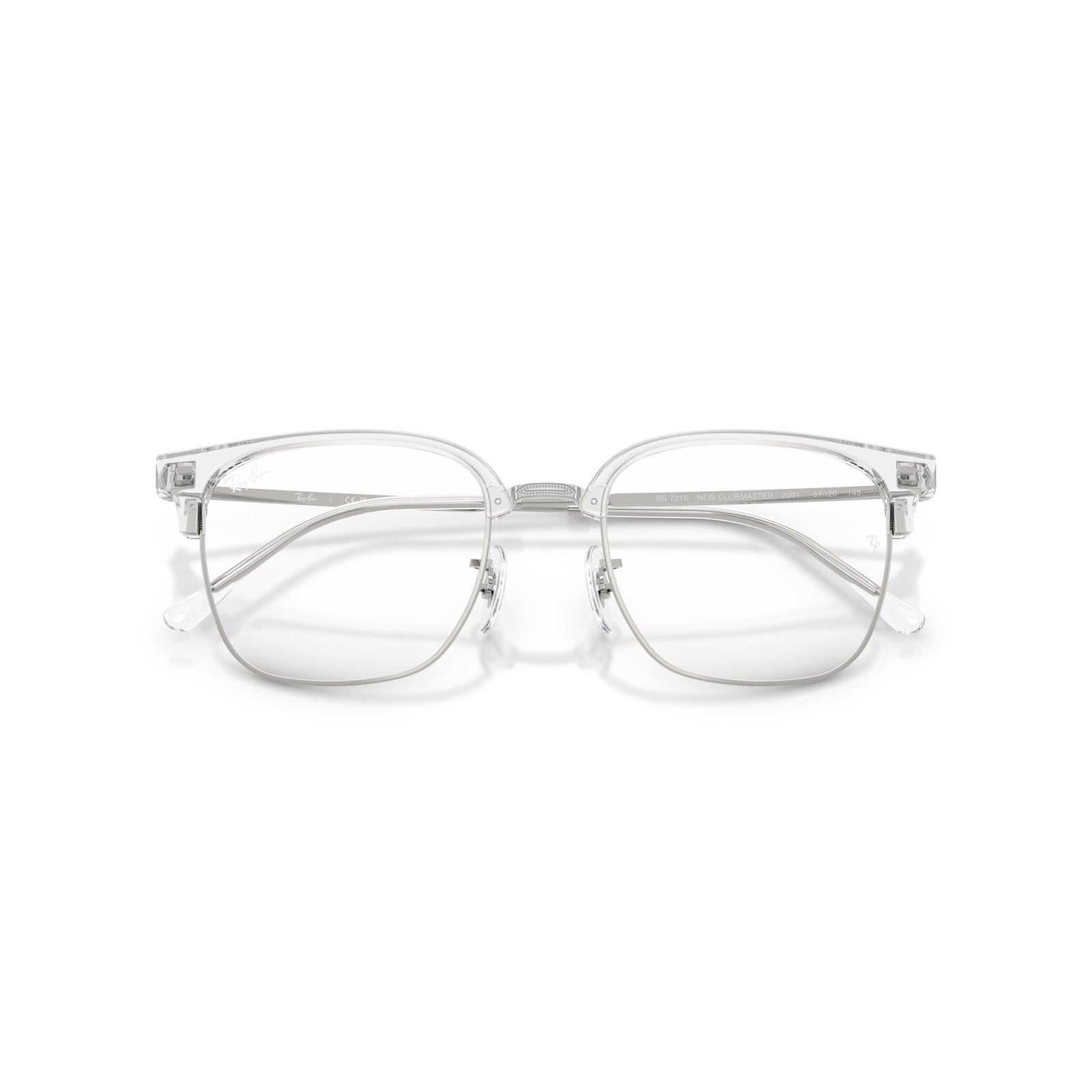 OCCHIALE DA VISTA UNISEX | RAY-BAN RX 7216 - NEW CLUBMASTER 2001 TRASPARENTE SU ARGENTO - CALIBRO 53