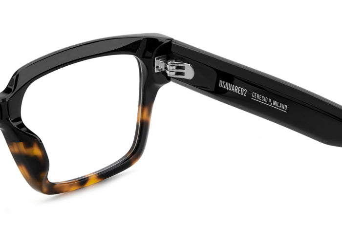 Occhiali da vista DSQUARED2 da uomo, modello D2 0167/G, con montatura verde in acetato, su sfondo neutro che ne esalta il col