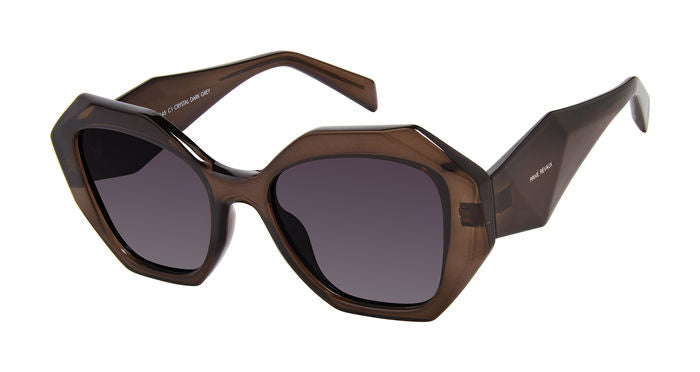 Occhiali da sole da donna Privé Revaux modello The Bimini colore marrone, con montatura elegante e lenti scure, posti su uno