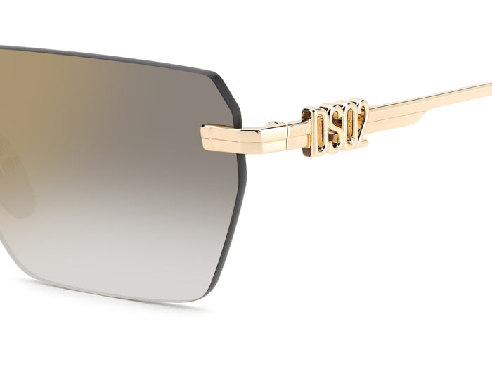 Occhiali da sole Dsquared2 da uomo modello 206237 (D2 0102/S) di colore grigio, ripresi frontalmente su sfondo chiaro, che ne