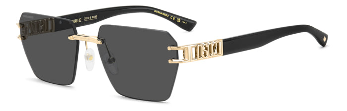 Occhiali da sole Dsquared2 uomo in metallo color oro, modello 208352 (D2 0173/S), vista frontale su sfondo neutro