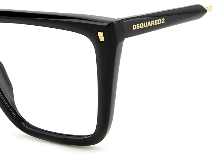 Occhiali da vista DSQUARED2 D2 0136 da donna, colore avana, mostrati in primo piano su sfondo neutro.