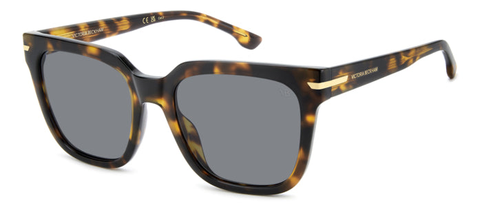 Occhiali da sole Victoria Beckham VB 1003/S neri da donna con montatura squadrata in acetato lucido, indossati o mostrati su