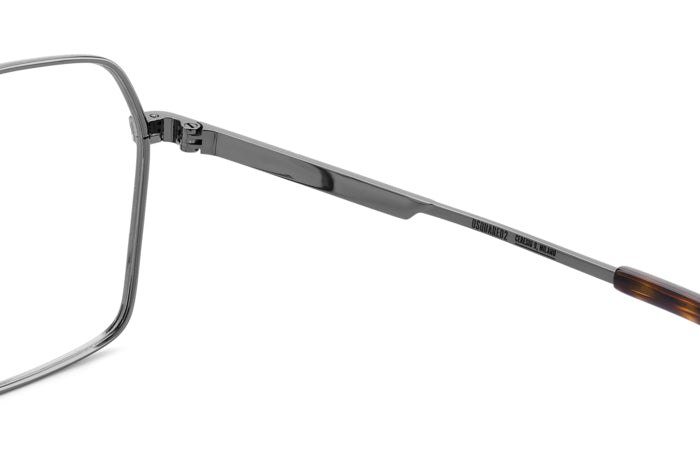 Occhiali da vista uomo DSQUARED2 modello 109378 D2 0157, montatura in metallo color oro, vista frontale e laterale