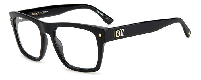 Occhiali da vista Dsquared2 modello 105990 (D2 0037) neri da uomo, montatura squadrata in acetato di alta qualità, visti fron