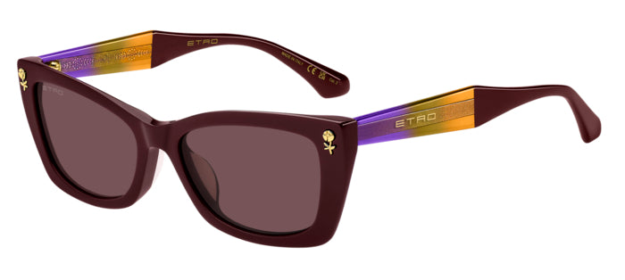 Occhiali da sole Etro da donna modello 0092/F/S neri lucidi, con lenti scure, posti su uno sfondo neutro per evidenziarne i d