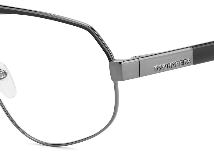 Occhiali da vista DSQUARED2 D2 0121 uomo di colore grigio, mostrati frontalmente su sfondo chiaro.