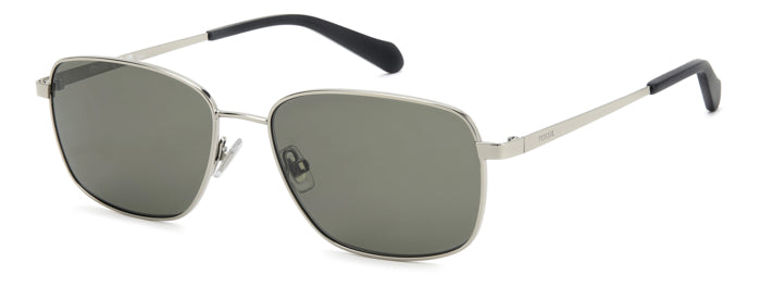 Occhiali da sole da uomo Fossil FOS 3180/G/S color oro, montatura in metallo sottile e lenti scure, mostrati su sfondo neutro