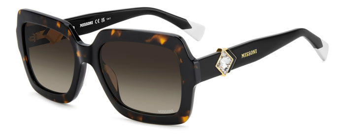Occhiali da sole Missoni da donna modello MIS 0229/G/S color Avana, con montatura in acetato e lenti scure, mostrati frontalm