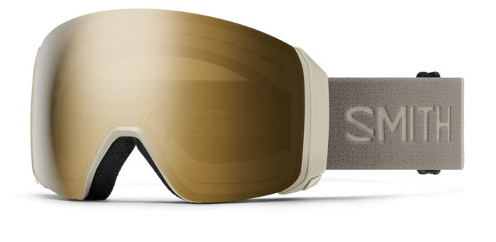 Occhiali da sole SMITH SNOW 4D MAG XL neri unisex, visti di fronte, con lenti scure e montatura opaca. Dettaglio delle stangh