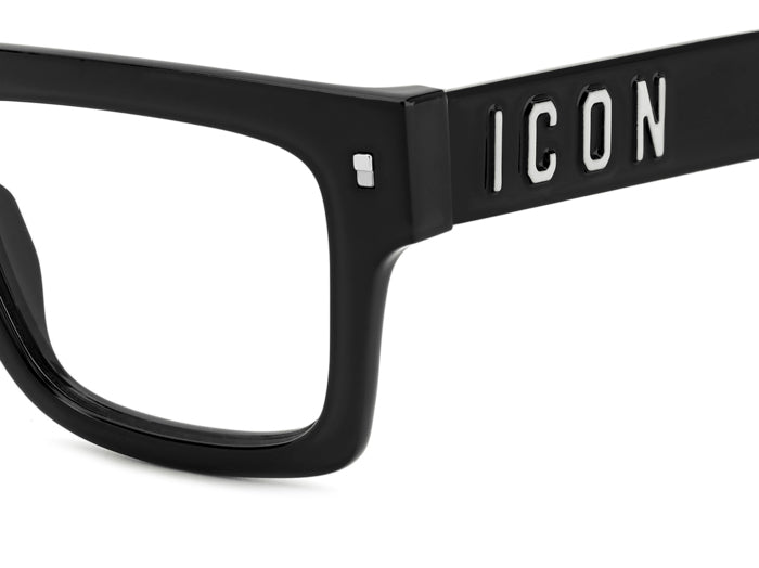 Occhiali da vista DSQUARED2 da uomo modello ICON 0023 108869 di colore nero lucido su sfondo chiaro