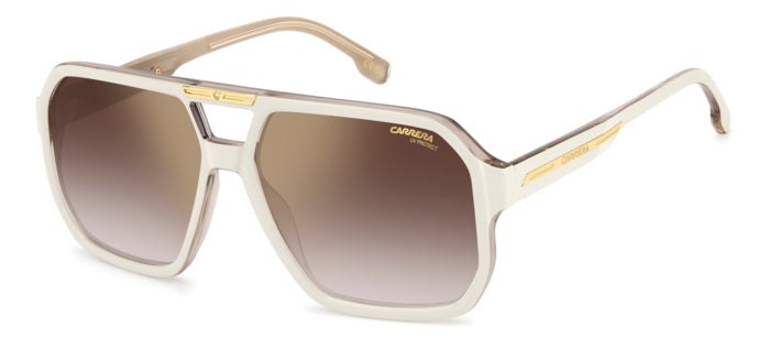 Occhiali da sole Carrera Victory C 01/S 206759 neri da uomo, posati su una superficie neutra, con lenti scure e logo Carrera
