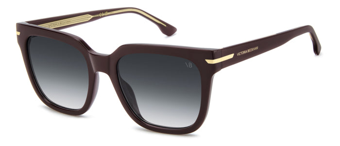 Occhiali da sole Victoria Beckham VB 1003/S neri da donna con montatura squadrata in acetato lucido, indossati o mostrati su