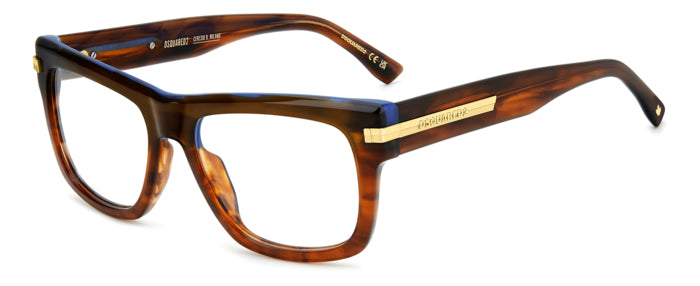 Occhiali da vista DSQUARED2 da uomo modello D2 0163 neri, montatura in acetato su sfondo neutro.
