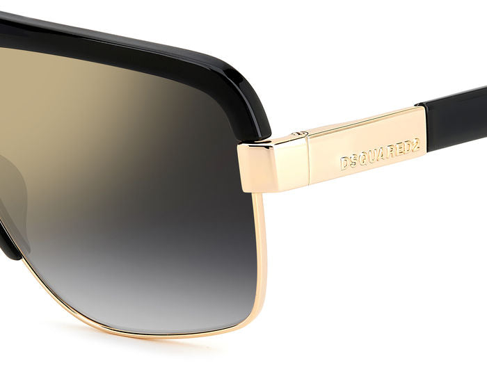 Occhiali da sole Dsquared2 uomo 205961 colore avana, montatura squadrata in acetato, lenti scure, mostrati frontalmente su sf