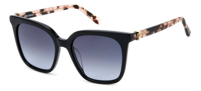 Occhiali da sole neri Juicy Couture modello 207298 da donna, con montatura in acetato e lenti scure, mostrati frontalmente su
