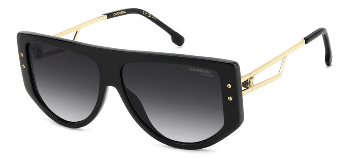 Occhiali da sole donna Carrera neri modello 3099/S (208724) con montatura lucida e lenti scure, mostrati da vicino