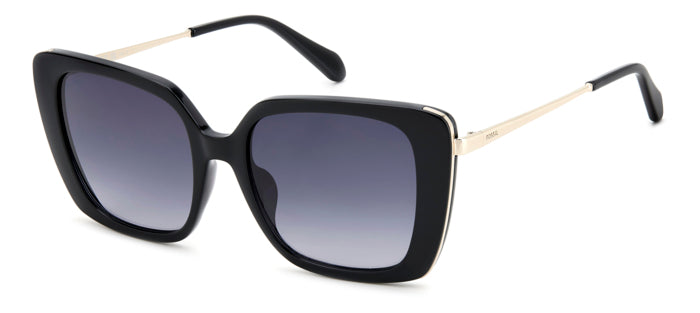 Occhiali da sole donna Fossil neri modello 207758 (FOS 2152/G/S) su sfondo chiaro