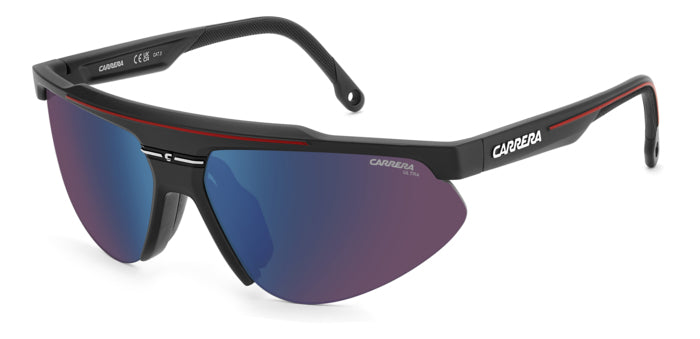 Occhiali da sole da uomo Carrera C SPORT 15/S di colore viola con lenti scure, mostrati su sfondo bianco in primo piano.