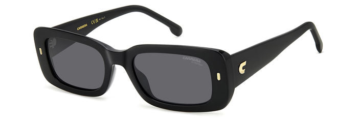 Occhiali da sole da donna Carrera 3014/S di colore avana, mostrati frontalmente, con le lenti scure che riflettono leggerment