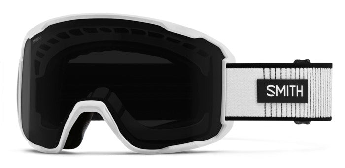 Occhiali da sole SMITH SNOW M00450 neri unisex, mostrati frontalmente, con lenti scure e montatura resistente.