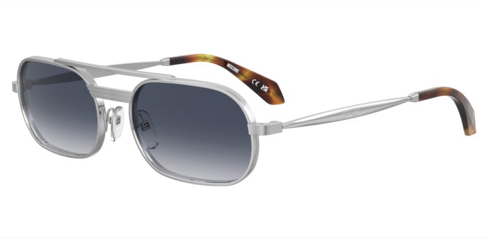 Occhiali da sole Moschino MOS198/S da donna, montatura in metallo dorato con lenti scure, mostrati su sfondo neutro.