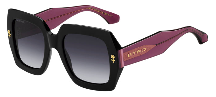 Occhiali da sole Etro 0011/S Avana da donna su sfondo bianco, vista frontale e laterale