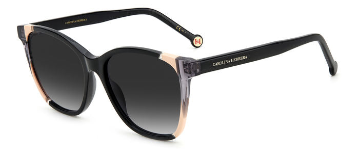 Occhiali da sole Carolina Herrera modello CH 0061/S da donna, con montatura bordeaux lucida e lenti scure, posti su una super