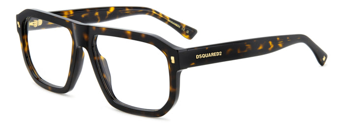 Occhiali da vista Dsquared2 D2 0146 da uomo di colore avana, montatura in acetato con forma rettangolare moderna, visti di pr