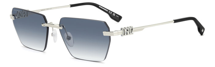 Occhiali da sole Dsquared2 da uomo modello 206237 (D2 0102/S) di colore grigio, ripresi frontalmente su sfondo chiaro, che ne