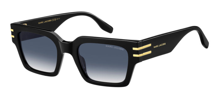 Occhiali da sole Marc Jacobs MARC 787/S da uomo, colore nero, mostrati frontalmente su fondo neutro. Design classico ed elega