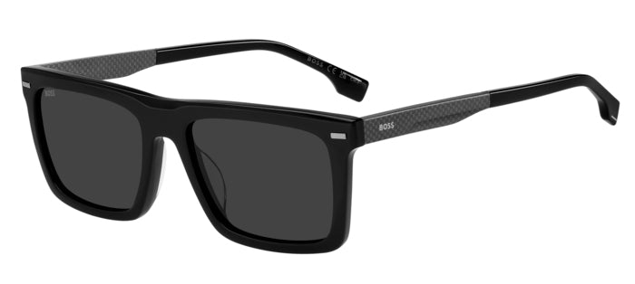 Occhiali da sole BOSS 1765/G/S da uomo con montatura avana e lenti scure, mostrati frontalmente su sfondo bianco.
