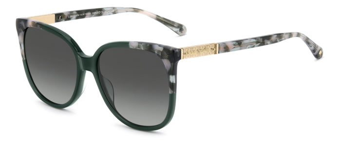 Occhiali da sole Kate Spade donna modello KAYSIE 2/G/S di colore verde, con montatura in acetato e lenti scure, posti su uno