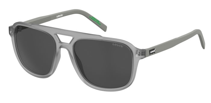 Occhiali da sole neri Levi's LV 5100/S da uomo, mostrati frontalmente su sfondo bianco neutro, con lenti scure e montatura in