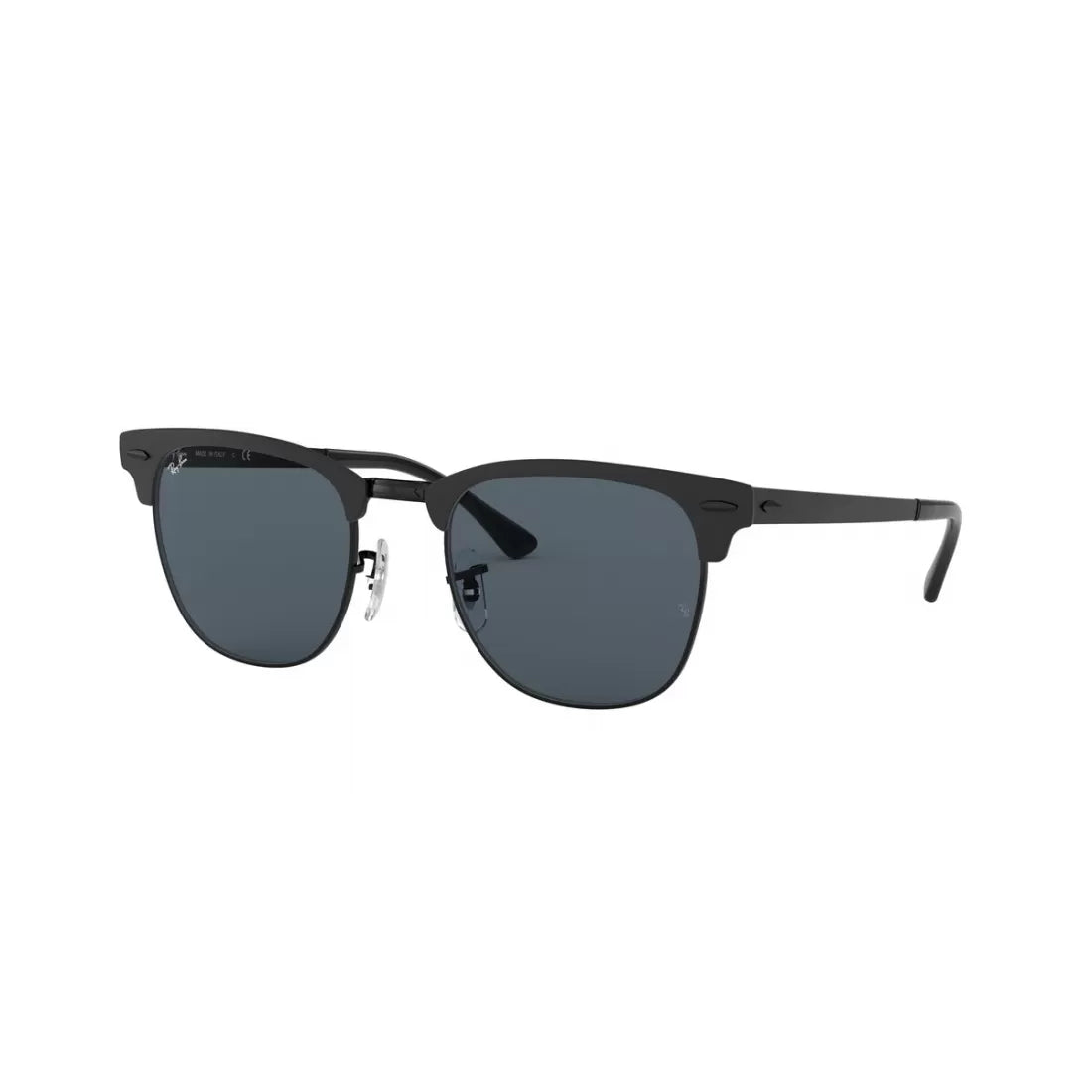 OCCHIALI DA SOLE UNISEX RAY-BAN RB 3716 CLUBMASTER METAL 186/R5 LUCIDO NERO OPACO SUPERIORE