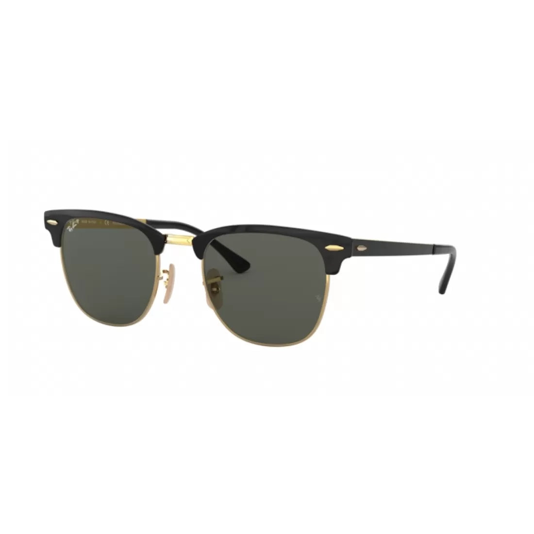 UNISEX SUNGLASSES RAY-BAN RB 3716 CLUBMASTER METAL 187/58 TOP BLACK GOLD 