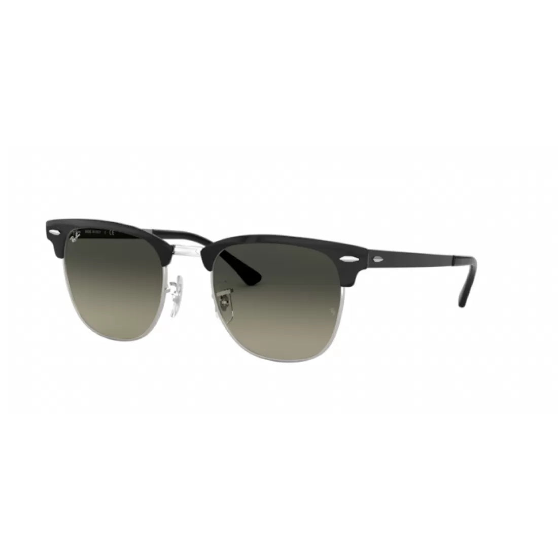 UNISEX SUNGLASSES RAY-BAN RB 3716 CLUBMASTER METAL 900471 TOP SILVER BLACK 