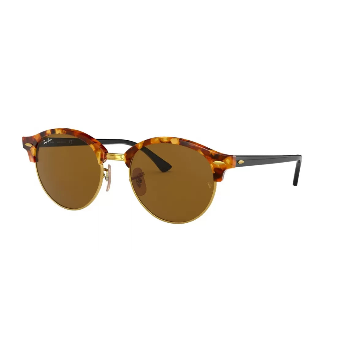 UNISEX SUNGLASSES RAY-BAN RB 4246 CLUBROUND 1160 SPOTTED HAVANA BROWN 