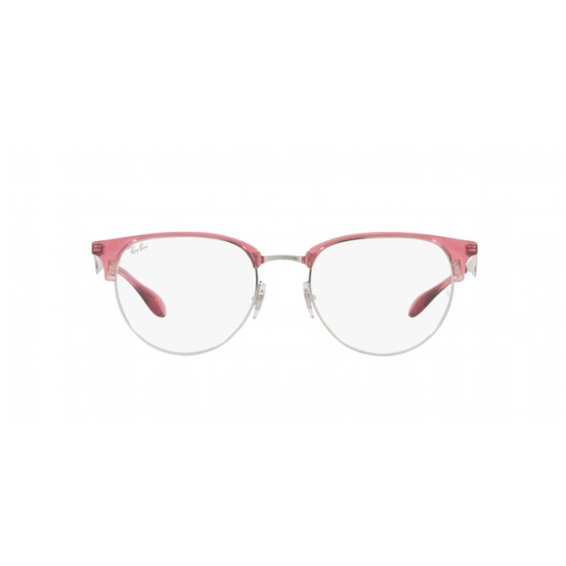 UNISEX EYEGLASSES RAY-BAN RX 6396 - 3131 TRANSPARENT RED ON SILVER CALIBER 51 