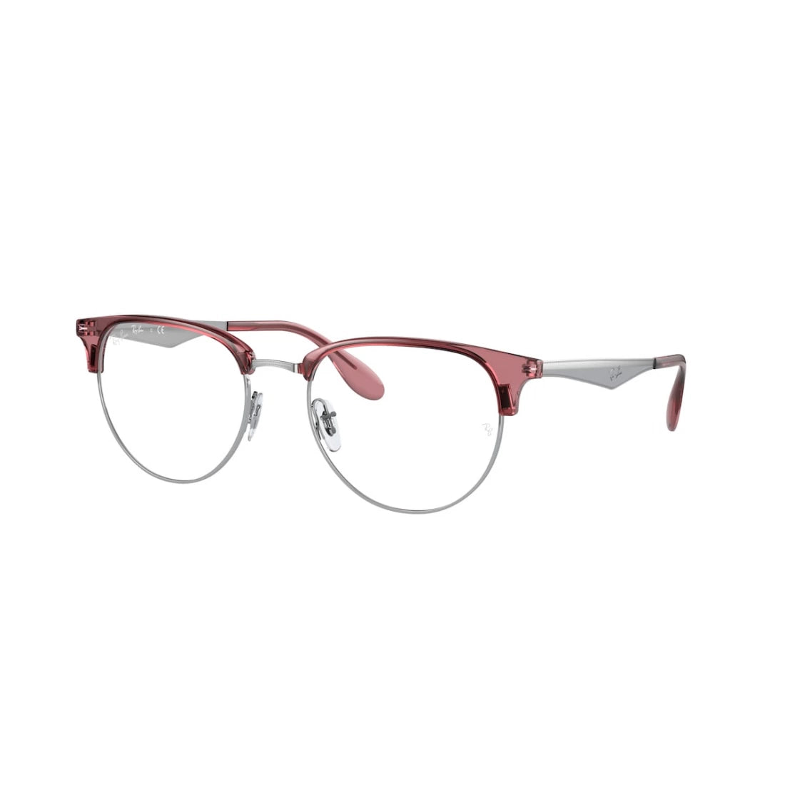 UNISEX EYEGLASSES RAY-BAN RX 6396 - 3131 TRANSPARENT RED ON SILVER CALIBER 51 