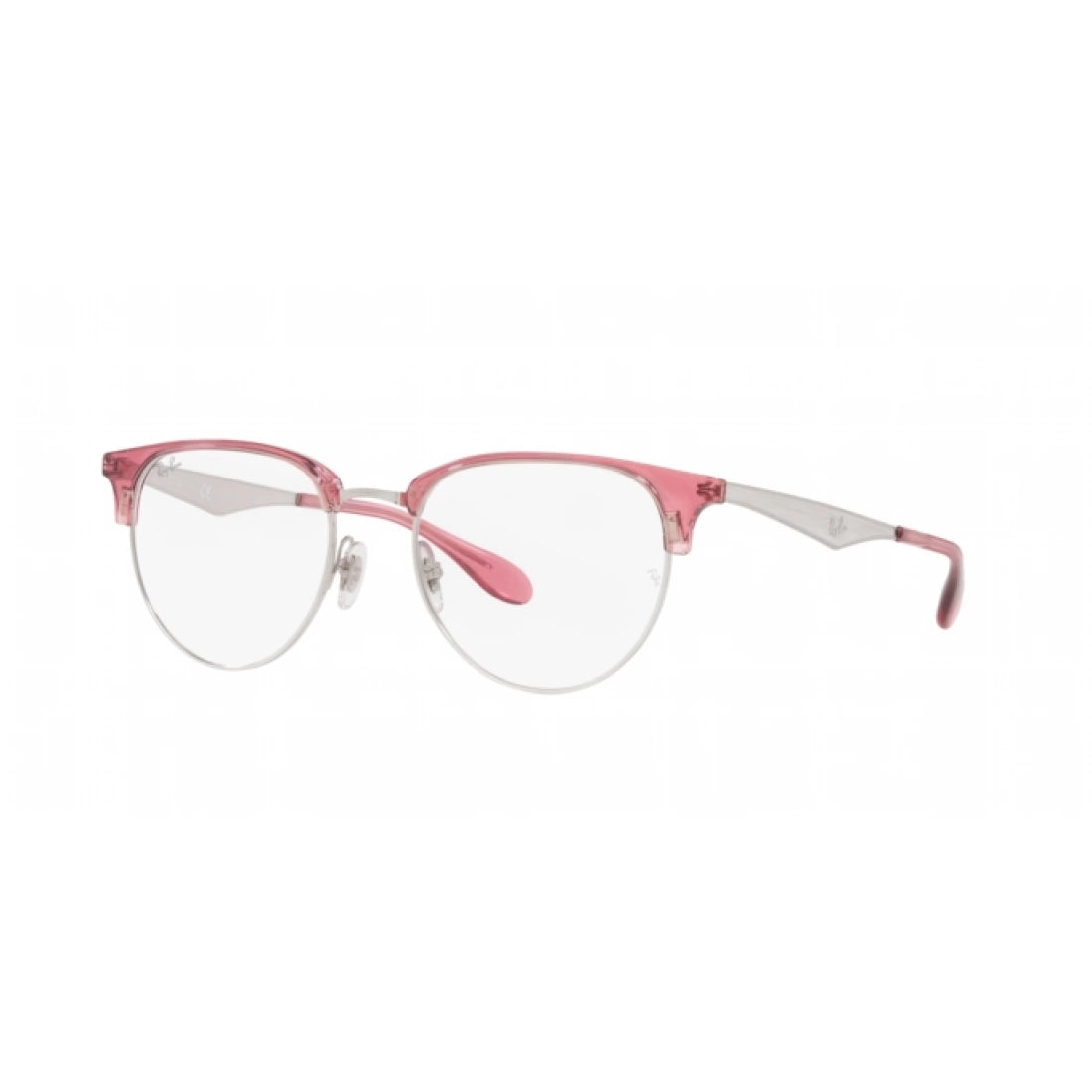 UNISEX EYEGLASSES RAY-BAN RX 6396 - 3131 TRANSPARENT RED ON SILVER CALIBER 51 